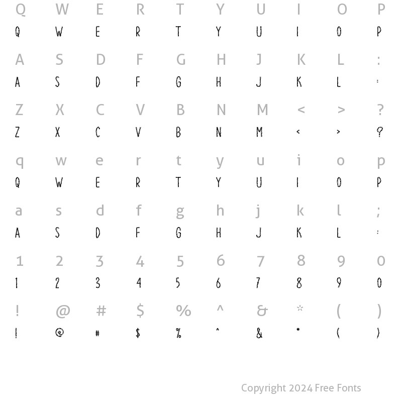 Character Map of Broken Heart Regular