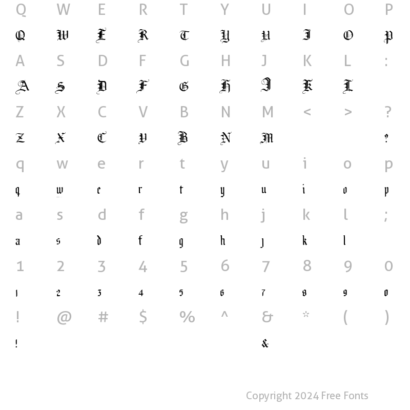 Character Map of Broken Planewing Regular