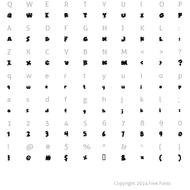 Character Map of Broken Toys Regular