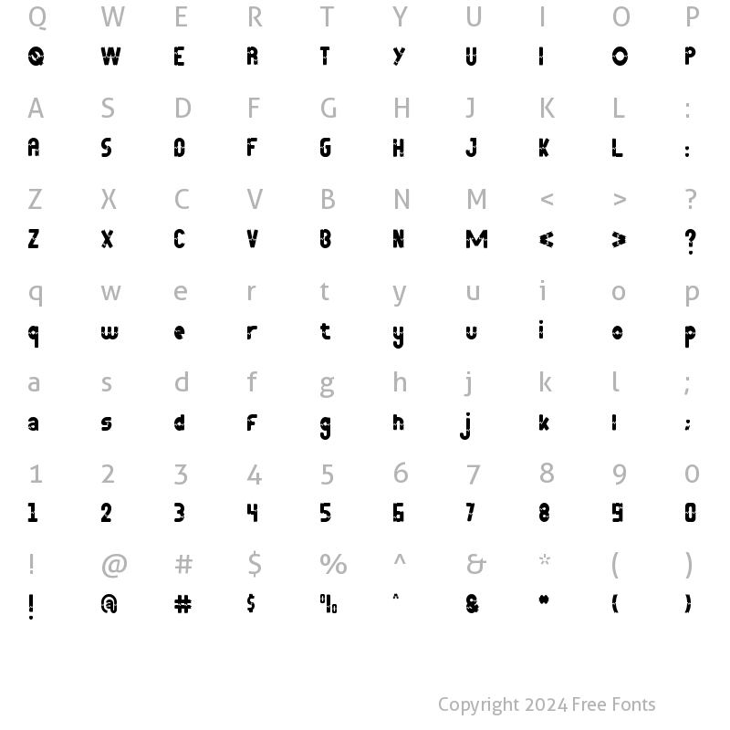 Character Map of Broken Trunk Regular