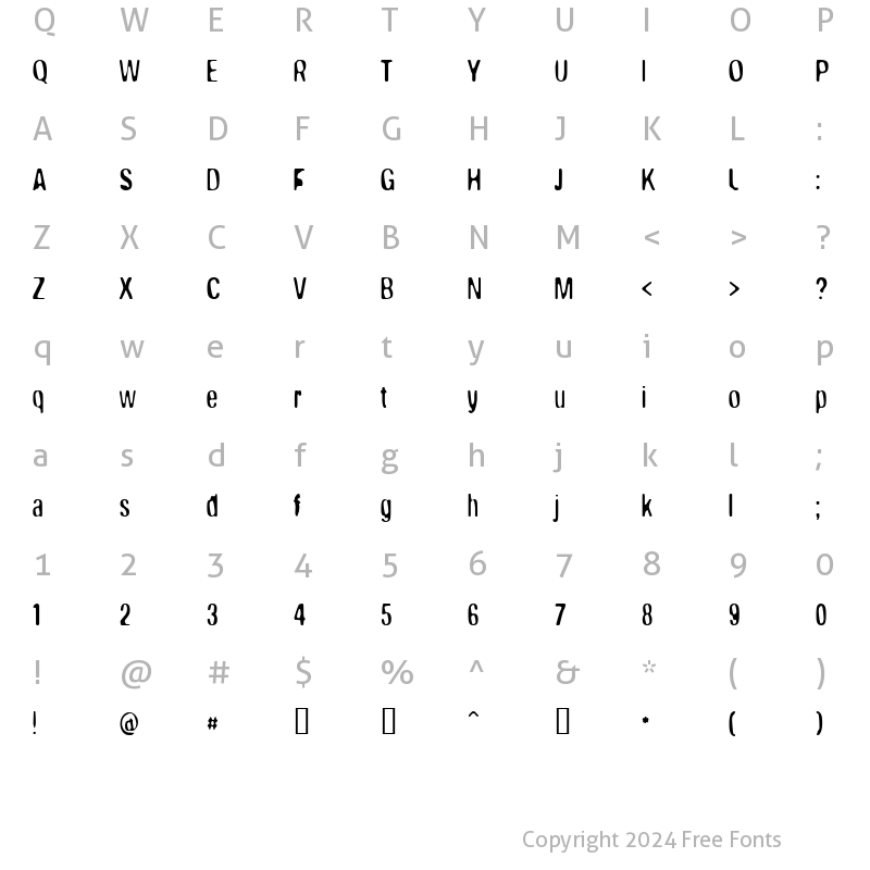 Character Map of Broken Wing Regular