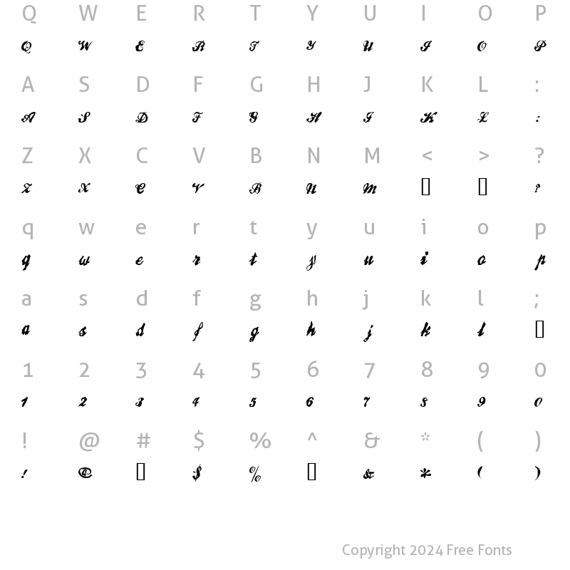 Character Map of BrokenRecord Regular