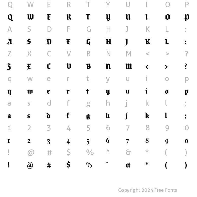 Character Map of Brokenscript-BoldCond Regular