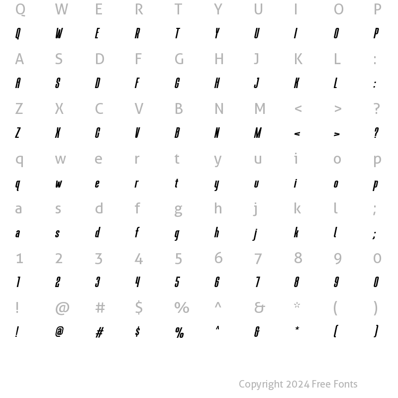 Character Map of BROKENZ ITALIC