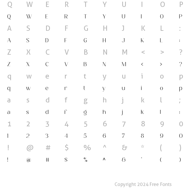 Character Map of Brolian ExtraLight