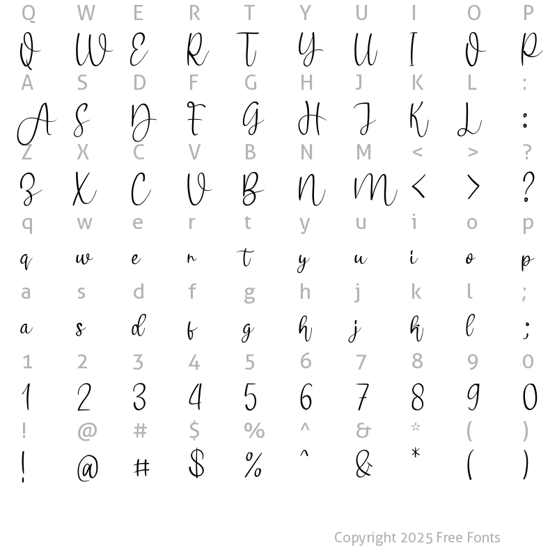 Character Map of Bronahia Regular