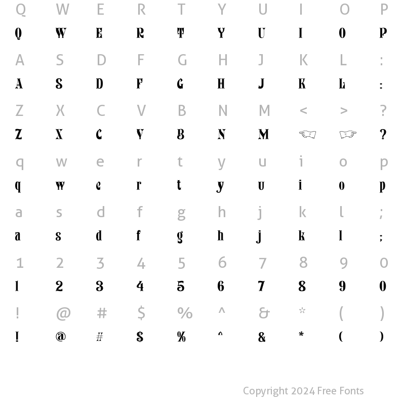 Character Map of Bronc Stomper Regular