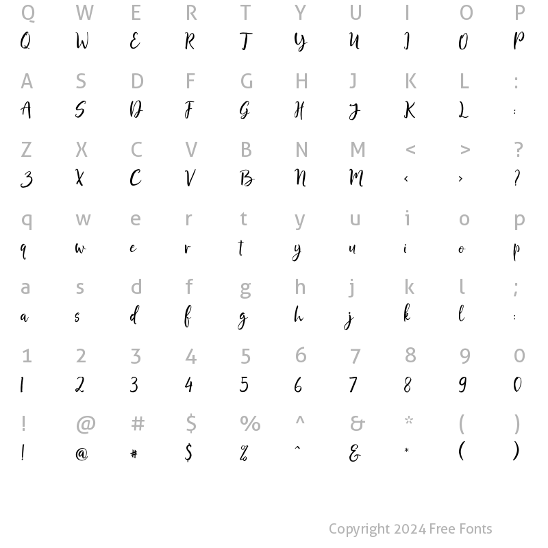 Character Map of Bronetto Script Regular