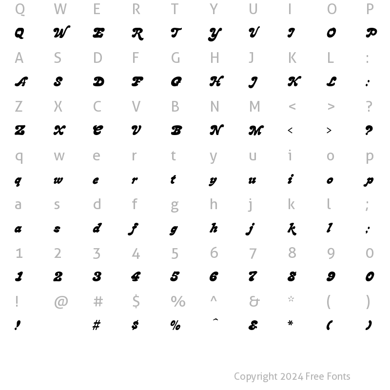 Character Map of BronsteinBold Regular