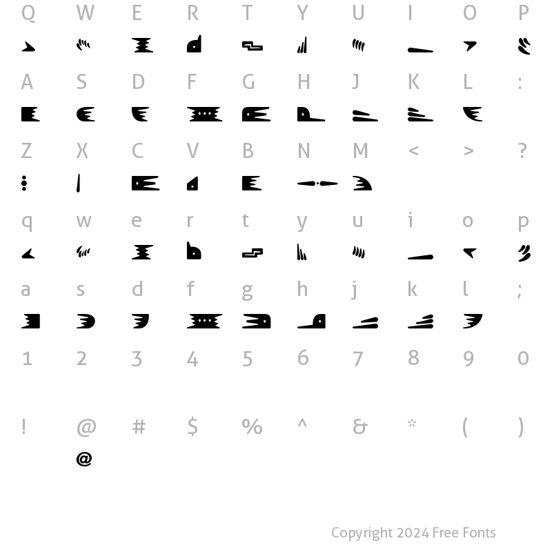 Character Map of Bronz Ornaments Regular