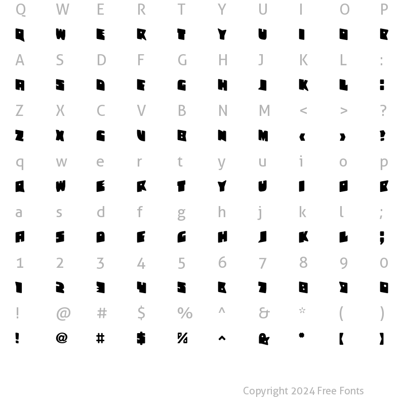 Character Map of Bronz Regular