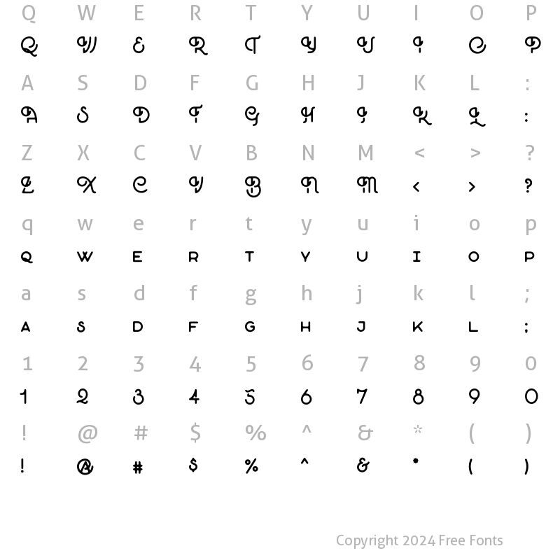 Character Map of Bronze Hill Regular