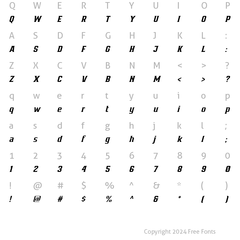 Character Map of Bronzier Medium Italic