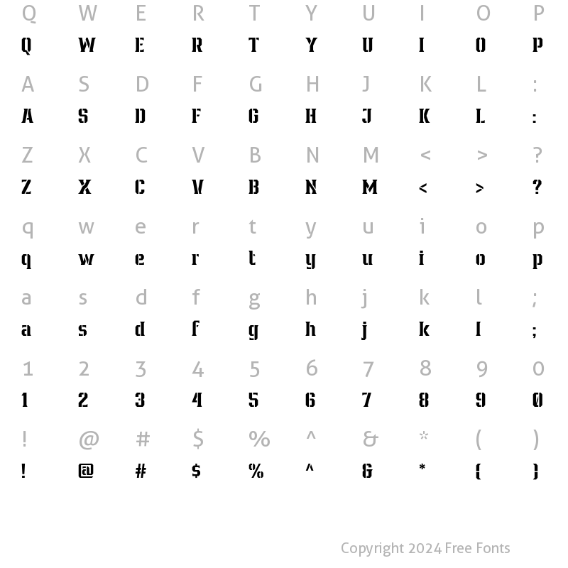 Character Map of Bronzier Stencil