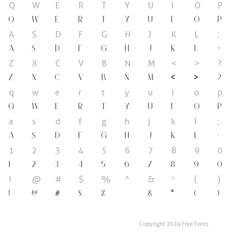 Character Map of Brooke Regular