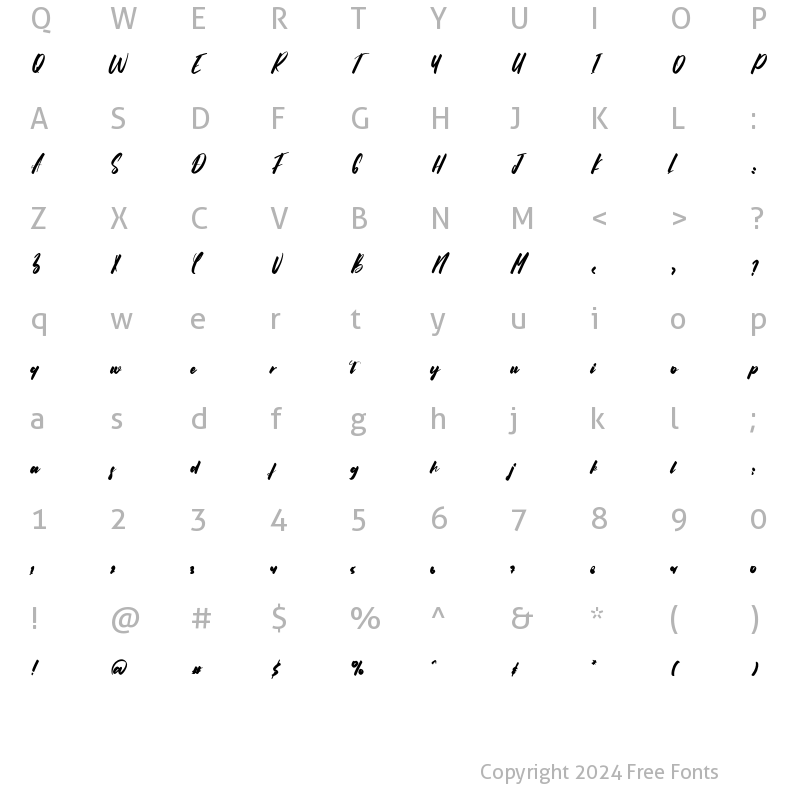 Character Map of Brookelyn Regular