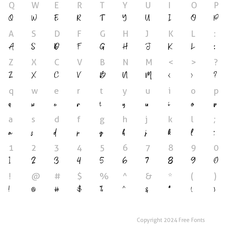 Character Map of Brookland Regular