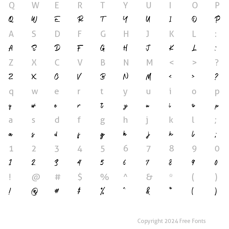 Character Map of Brookliness Regular