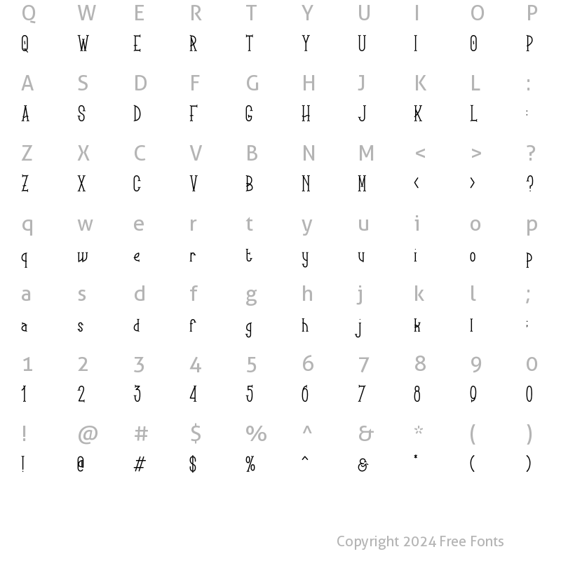 Character Map of Brooks Regular