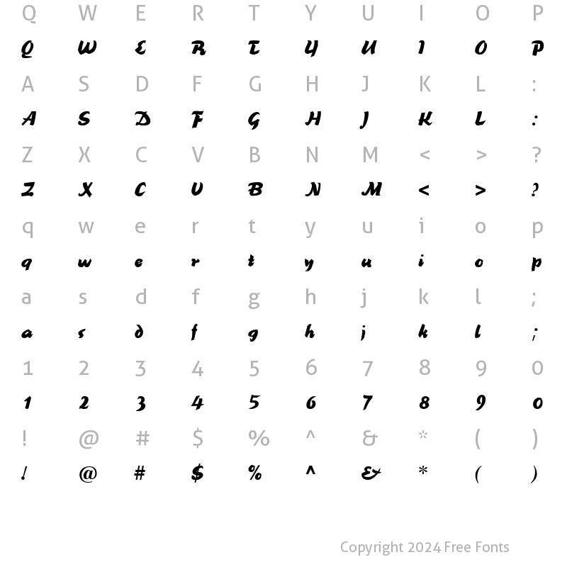 Character Map of Brookscript Regular