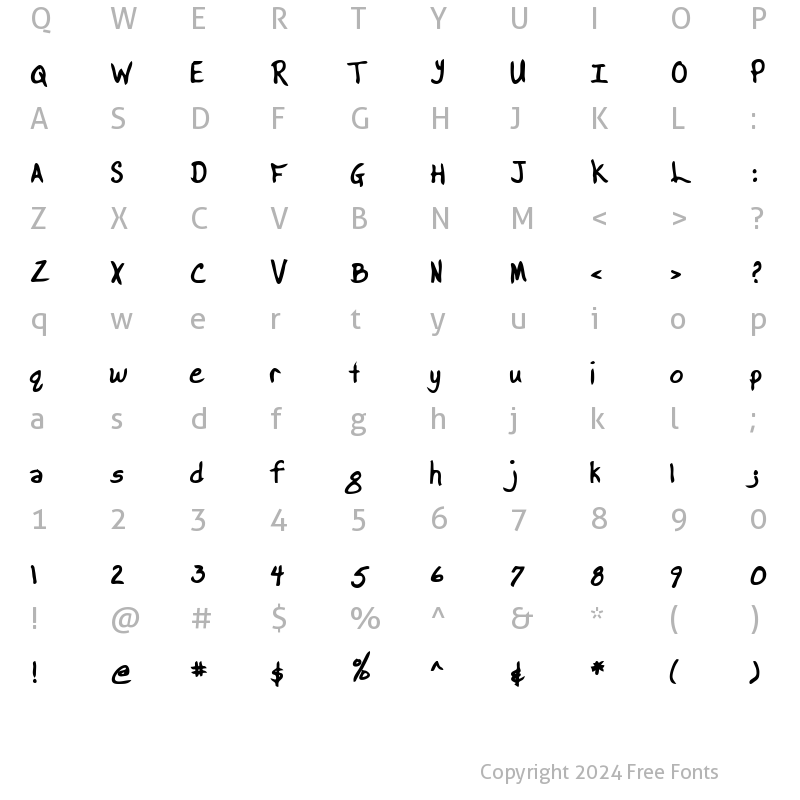 Character Map of BrooksHand Bold