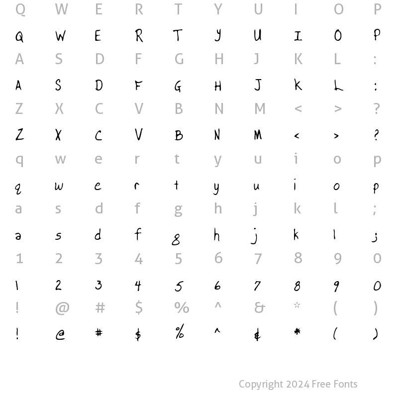 Character Map of BrooksHand Regular