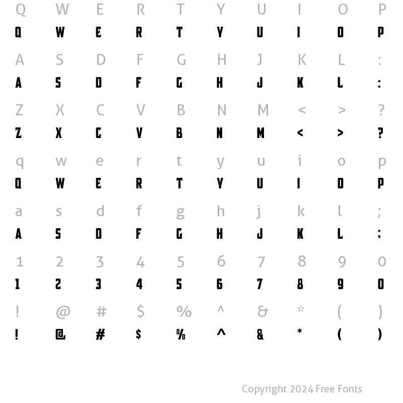 Character Map of Broscoi Regular