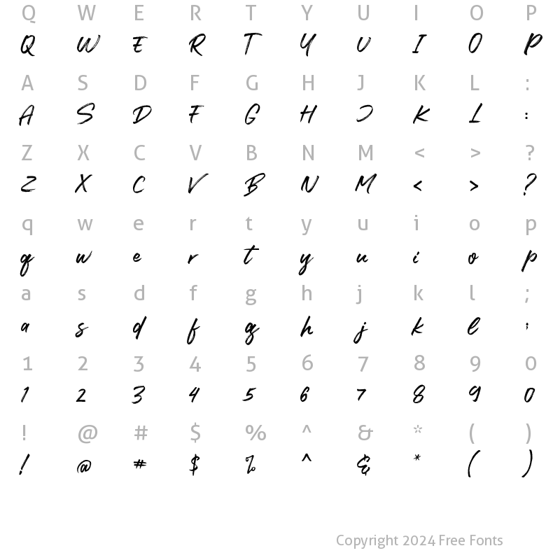 Character Map of Brosley Font Regular