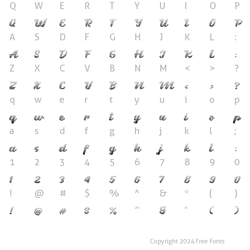 Character Map of Brotha Script Gradient