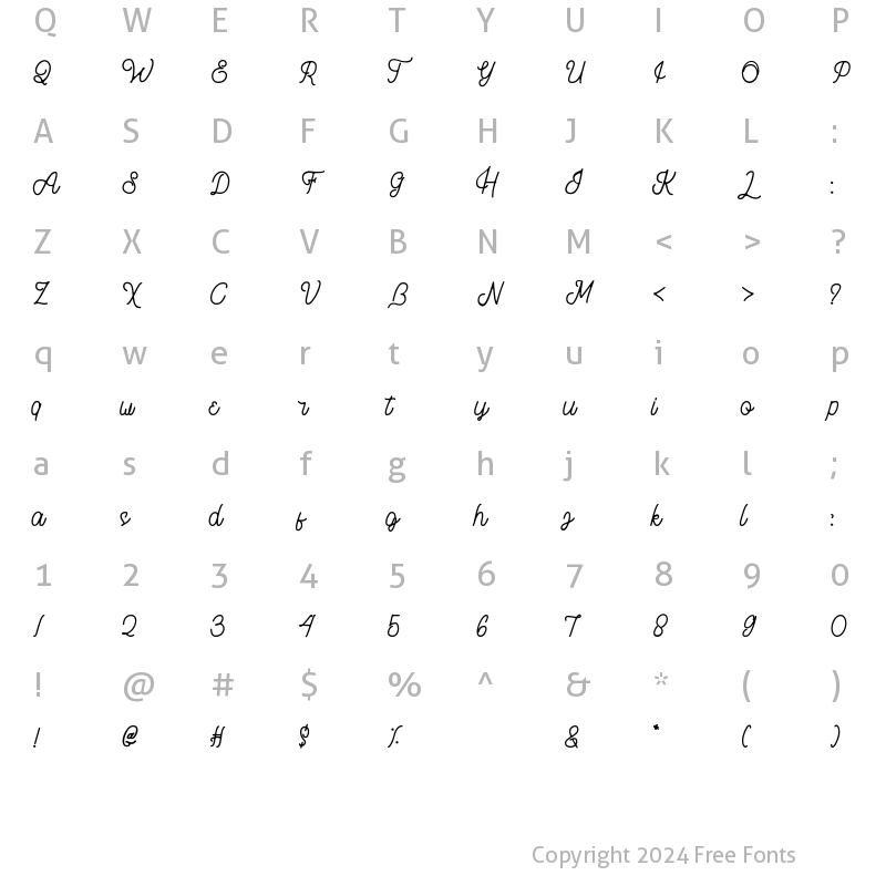 Character Map of Brothen Script Regular