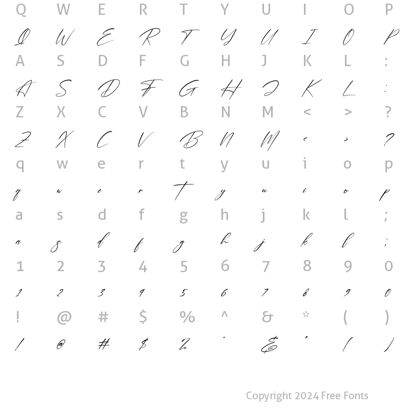 Character Map of Brotherdam Signature Italic