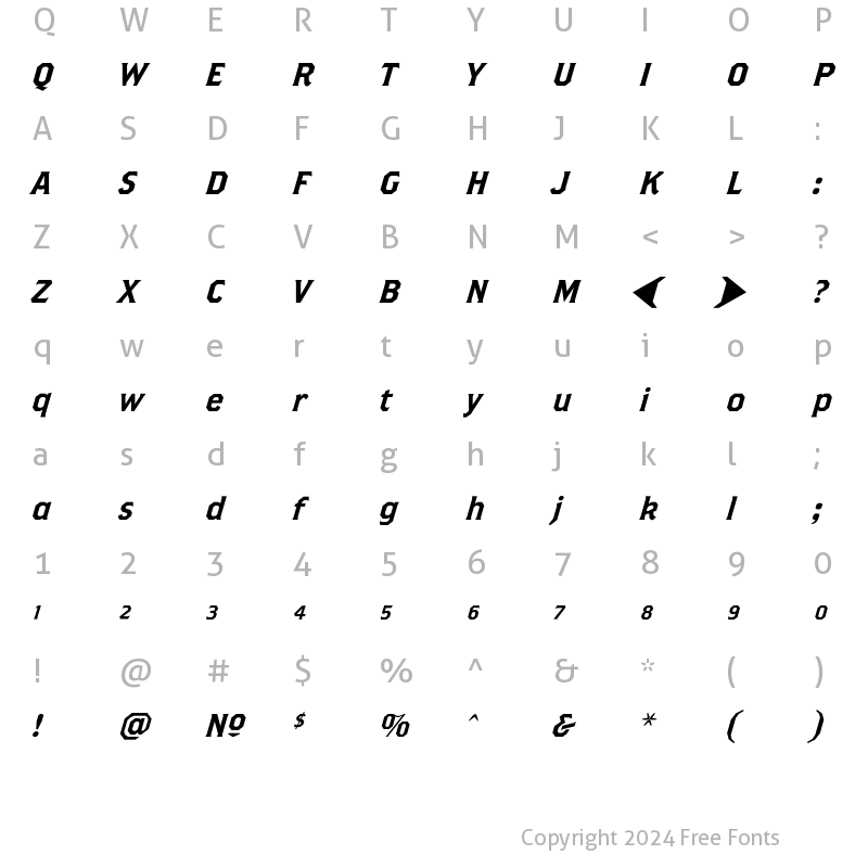 Character Map of Brothers SuperSlantAlternates Regular