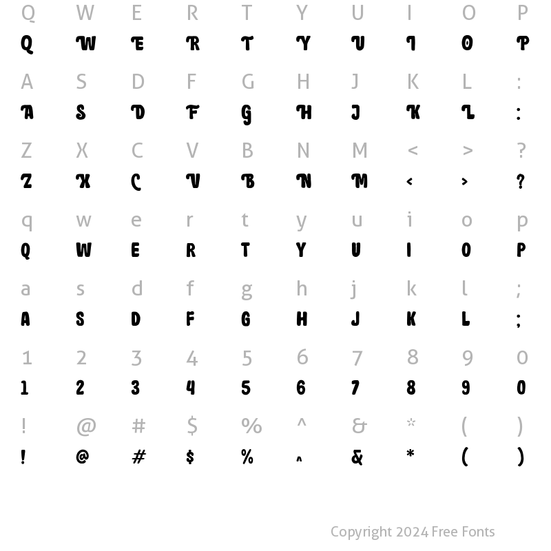 Character Map of Brown Holmes Regular