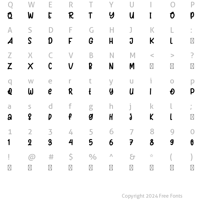 Character Map of Brown Sugar Bold