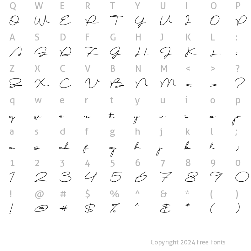 Character Map of Brownie Script Alt