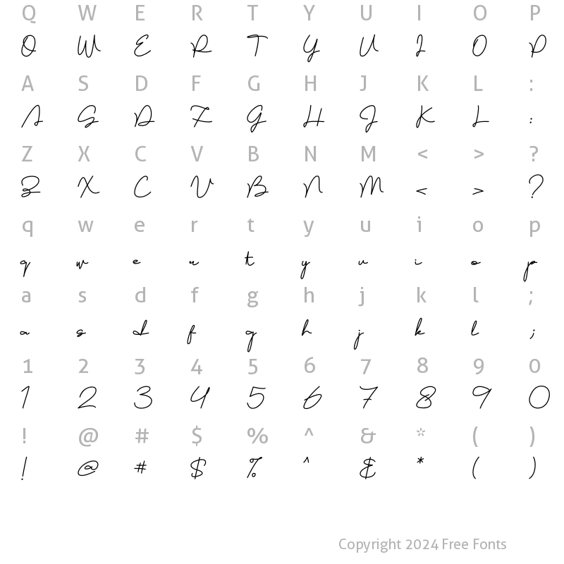 Character Map of Brownie Script