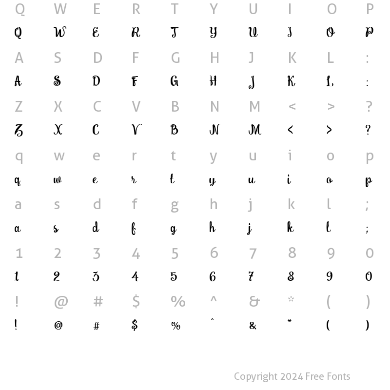 Character Map of Brownies Script Regular