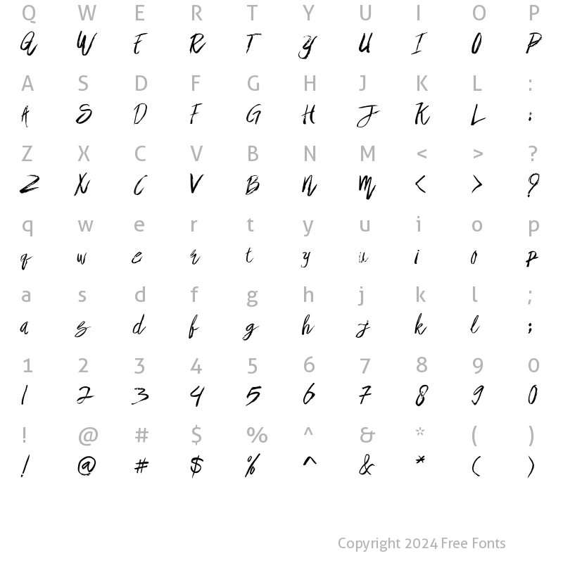 Character Map of Brownight Script