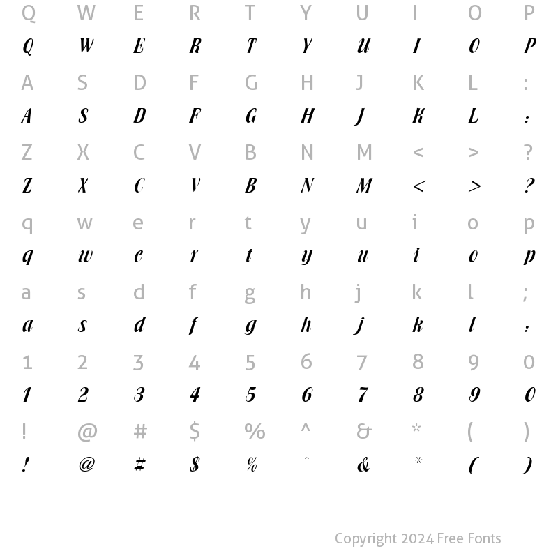 Character Map of Browning DB Regular