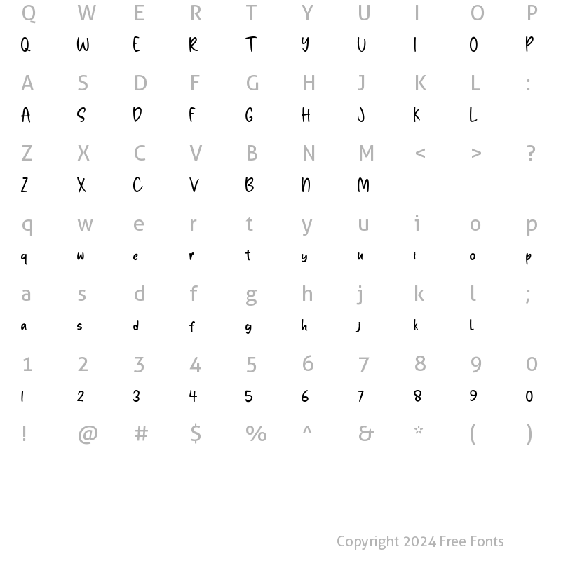 Character Map of Brozettany Regular