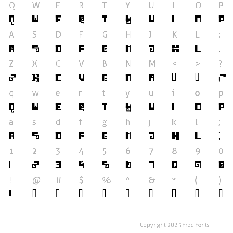 Character Map of Brrr Regular