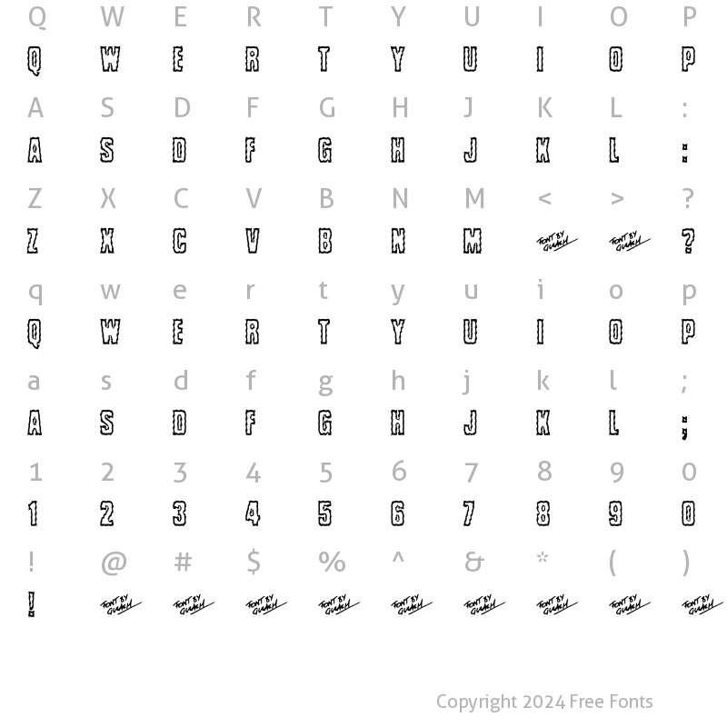 Character Map of Brrritty Regular