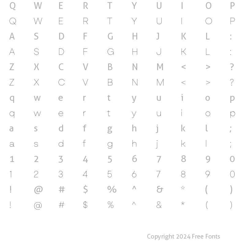 Character Map of BRSonoma-Thin Regular