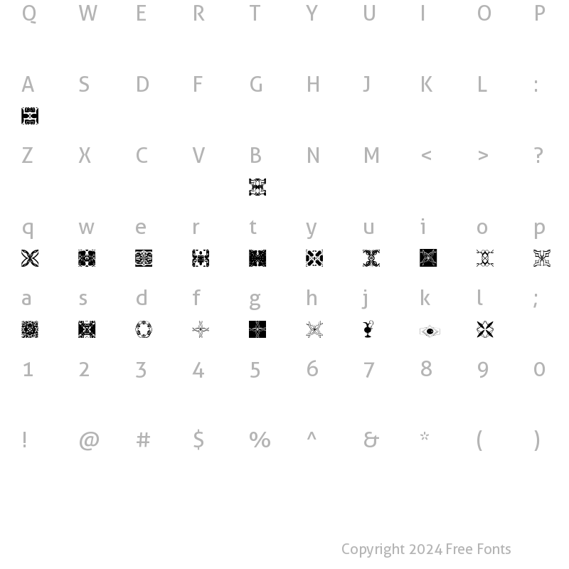 Character Map of BRTrivets Regular