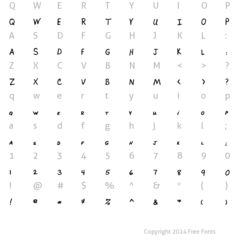 Character Map of BrucesHand Bold