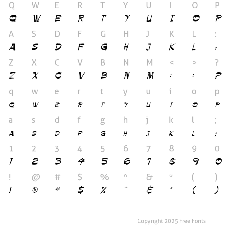 Character Map of Bruesh Regular