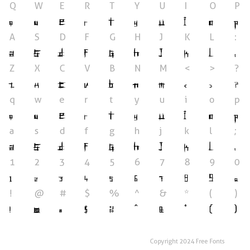 Character Map of Bruised TwentyFive