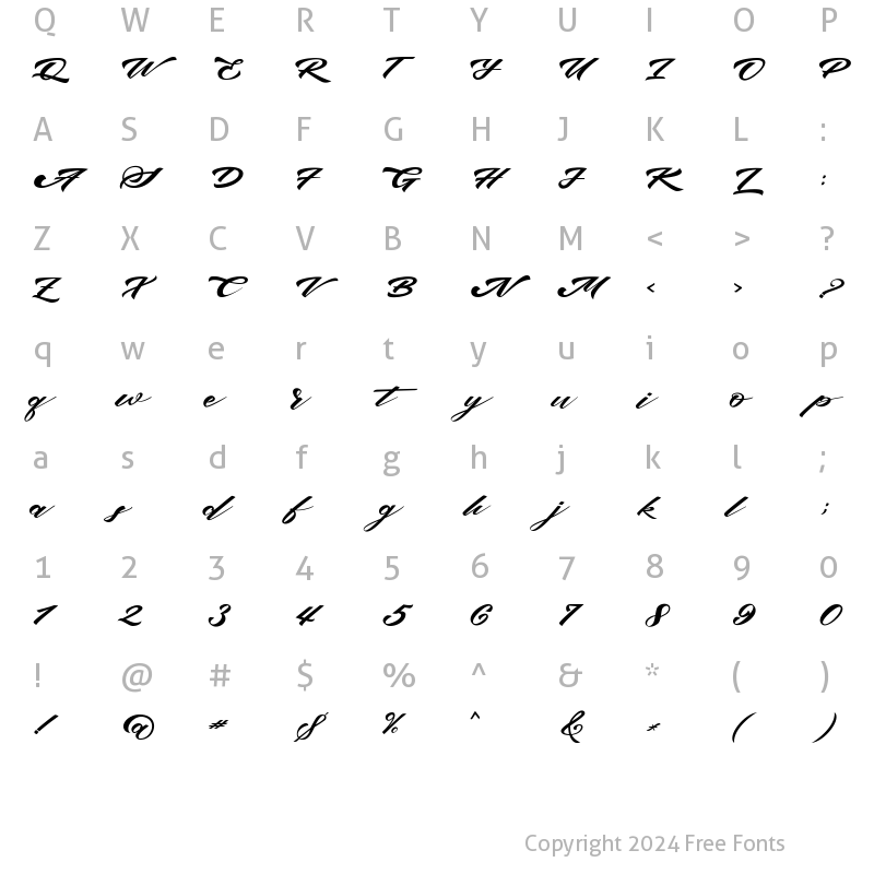 Character Map of bruke Regular