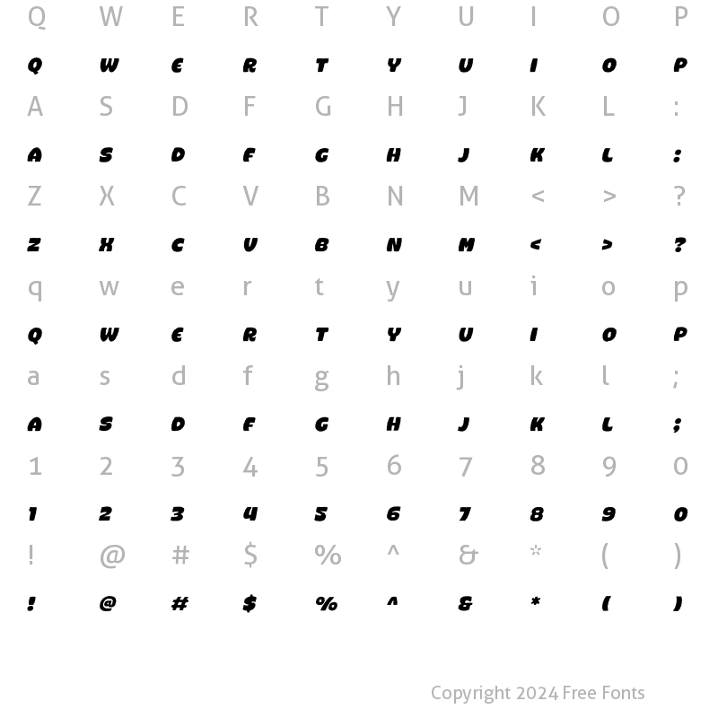 Character Map of Brumers Rough Oblique