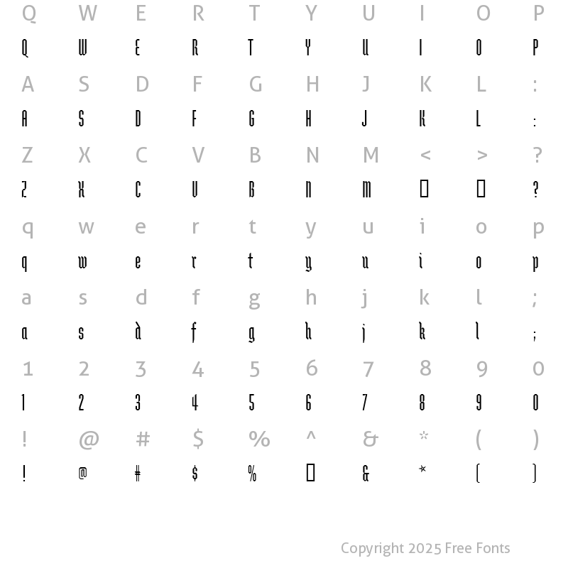 Character Map of BrunnhildeTwo Regular